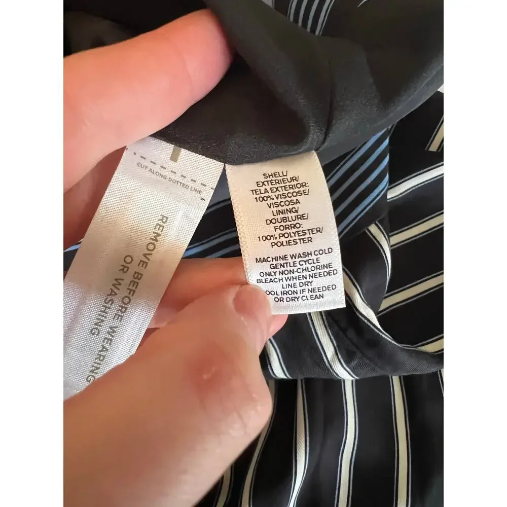 NEW Ann Taylor Loft Pinstripe Faux Wrap Skirt Black Blue Stripe Women's 2 P Work - Picture 7 of 13